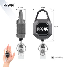 Load image into Gallery viewer, Booms Fishing RG4 2-Pack Fly Fishing Retractor, Locking Retractable Gear Tether, Heavy Duty Retractable Keychain with 27.5” Steel Retractable Cord, 7.7oz