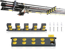 Load image into Gallery viewer, Booms Fishing WV4 Fishing Pole Holder, Wall Mounted Fishing Rod Holders for Garage, Vertical/Horizontal/Ceiling Fishing Pole Rack,Store Up to 10 Rods to Save Your Space