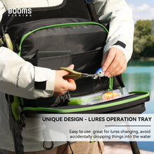 Load image into Gallery viewer, Booms Fishing IB1 Fishing Tackle Storage Bag- Fishing Gear Bag with Lures Operation Tray- Fishing Backpack for Saltwater or Freshwater- Fly Fishing Sling Bag-Padded Shoulder Strap-Fishing Gift for Men