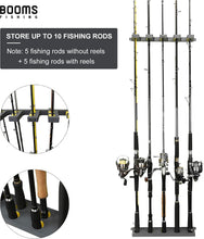 Load image into Gallery viewer, Booms Fishing WV4 Fishing Pole Holder, Wall Mounted Fishing Rod Holders for Garage, Vertical/Horizontal/Ceiling Fishing Pole Rack,Store Up to 10 Rods to Save Your Space