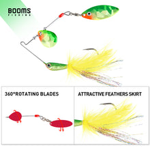 Load image into Gallery viewer, Booms Fishing SP1 Spinnerbait Fishing Lures, 3pcs Mulit-Color Composite Blade Spinner Baits, Aluminum Alloy Hard Baits Freshwater for Bass