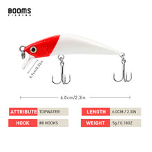 Load image into Gallery viewer, Booms Fishing MI3 Topwater Fishing Lures Minnow Hard Baits Bass Trout Freshwater Saltwater Fish Lure Kit, 2.2"