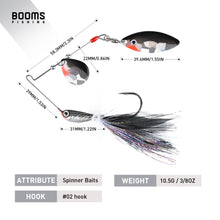 Load image into Gallery viewer, Booms Fishing SP1 Spinnerbait Fishing Lures, 3pcs Mulit-Color Composite Blade Spinner Baits, Aluminum Alloy Hard Baits Freshwater for Bass