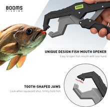 Load image into Gallery viewer, Booms Fishing G05 Fish Lip Gripper Saltwater, 9.4" Plastic Catfish Grippers Pliers, Fish Grabber Tool with Lanyard, Fish Grips for Kayak Fishing Accessories, Great Fish Holder for Caught Fish