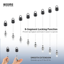 Load image into Gallery viewer, Booms Fishing RG4 2-Pack Fly Fishing Retractor, Locking Retractable Gear Tether, Heavy Duty Retractable Keychain with 27.5” Steel Retractable Cord, 7.7oz