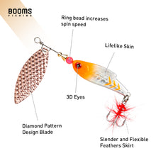 Load image into Gallery viewer, Booms Fishing SP2 Spinnerbait Fishing Lures, 3pcs Multi-Color Blade Spinner Baits, Zinc Alloy Freshwater Hard Baits for Bass