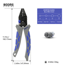 Load image into Gallery viewer, Booms Fishing CP4 Wire Crimping Tool with Cutter, Effort-saving Fishing Crimping Pliers, High Carbon Steel Fishing Plier Wire Rope Leader Crimper Tool, 7 inch Crimpers Swager with 140pcs Sleeves