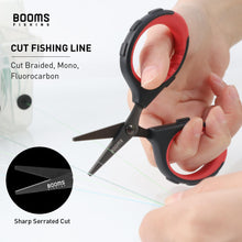 Load image into Gallery viewer, Booms Fishing S05 Fishing Scissors for Braided Line, 4" Fishing Serrated Shears, Fishing Line Cutter Saltwater and Freshwater