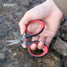 Load image into Gallery viewer, Booms Fishing S05 Fishing Scissors for Braided Line, 4" Fishing Serrated Shears, Fishing Line Cutter Saltwater and Freshwater