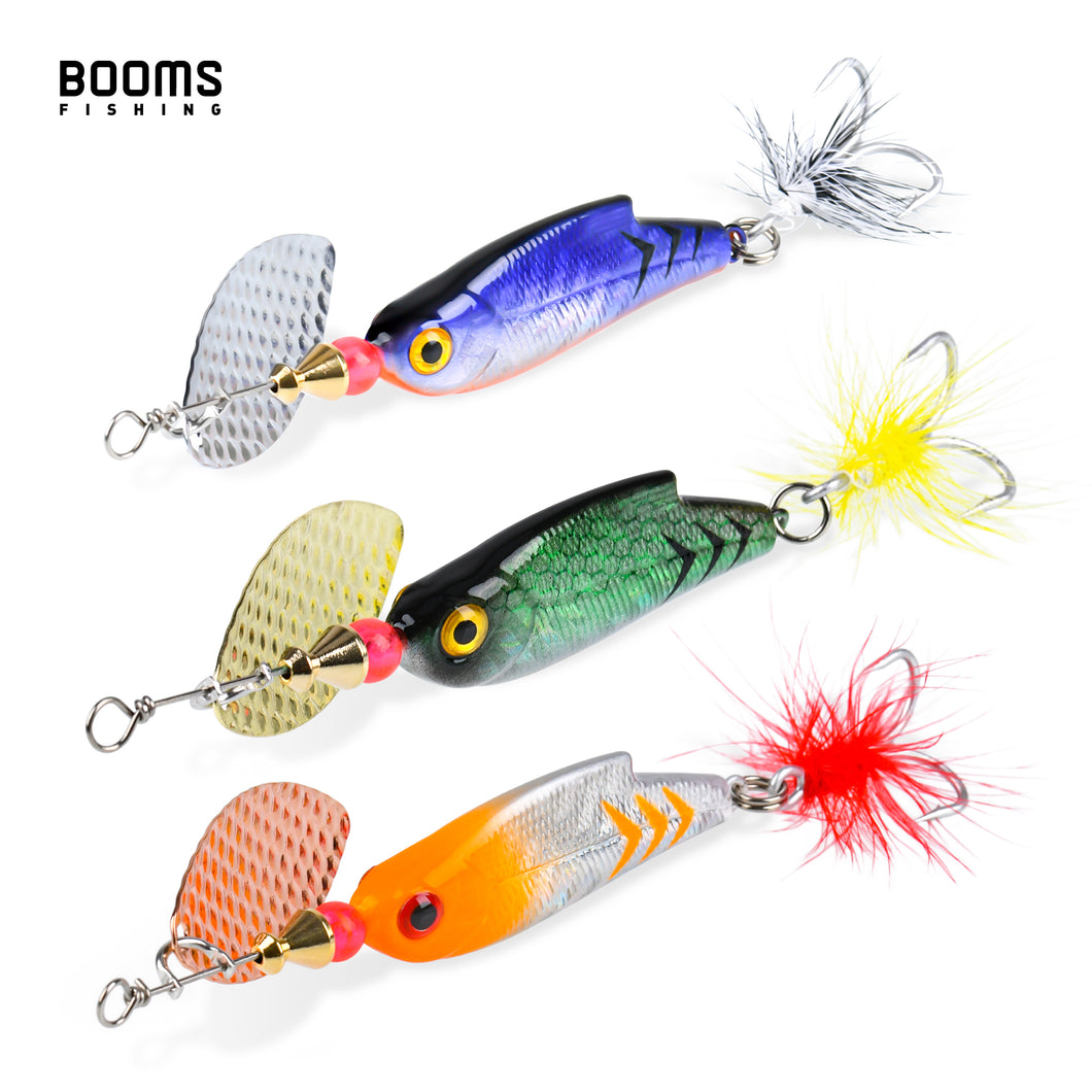 Booms Fishing SP2 Spinnerbait Fishing Lures, 3pcs Multi-Color Blade Spinner Baits, Zinc Alloy Freshwater Hard Baits for Bass