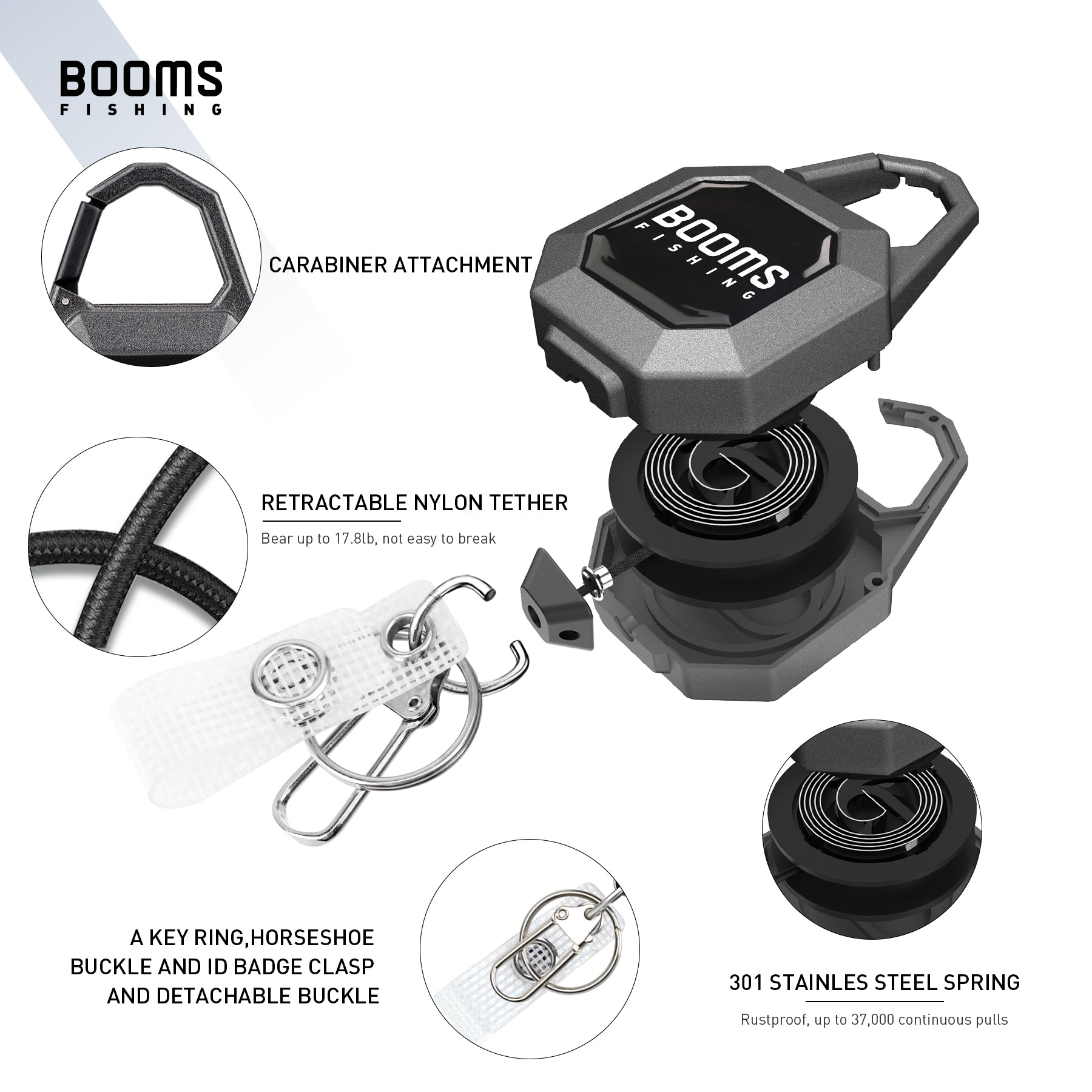 Booms Fishing RG4 2-Pack Fly Fishing Retractor, Locking Retractable Ge ...