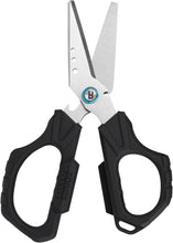 Load image into Gallery viewer, Booms Fishing S04 Multifunction Braided Line Scissors with Side Wire Cutter, Fishing Serrated Shears with Retractor and Sheath
