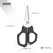 Load image into Gallery viewer, Booms Fishing S04 Fishing Scissors for Braided Line, 6.1&quot; Fishing Line Cutter Saltwater and Freshwater, Fishing Serrated Shears with Retractor and Sheath
