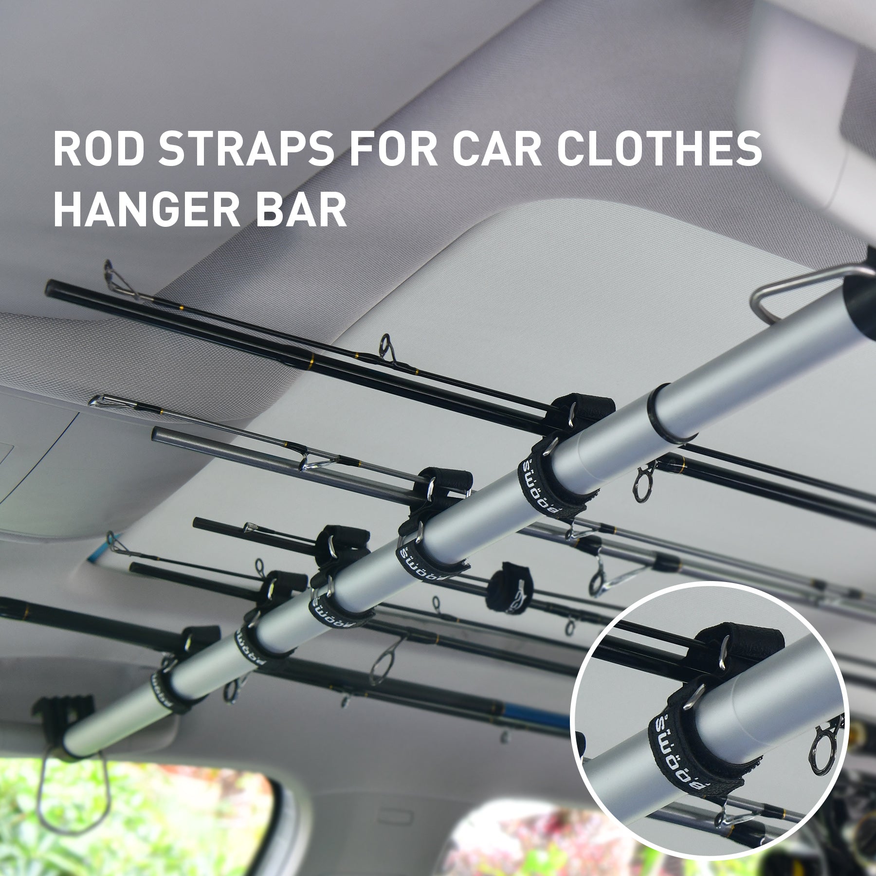 Booms Fishing RB2 Rod Straps for Car Clothes Hanger Bar