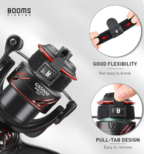 Load image into Gallery viewer, Booms Fishing SB1 Fishing Reel Belts, 4 Pack Fishing Line Spool Protector, Fishing Reel Accessories, Nylon Elastic Straps, Fit for 500~6500 Spinning Reels
