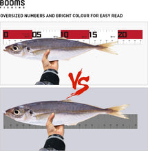 Load image into Gallery viewer, Booms Fishing RL2 Adhesive Fish Ruler for Boat, 24 inches Fishing Ruler Sticker for Cooler, 3pcs Red Fish Measuring Tape Sticker
