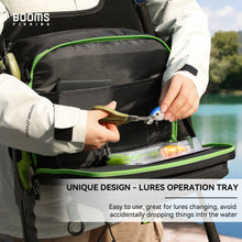 Load image into Gallery viewer, Booms Fishing IB1 Fishing Tackle Storage Bag- Fishing Gear Bag with Lures Operation Tray- Fishing Backpack for Saltwater or Freshwater- Fly Fishing Sling Bag-Padded Shoulder Strap-Fishing Gift for Men
