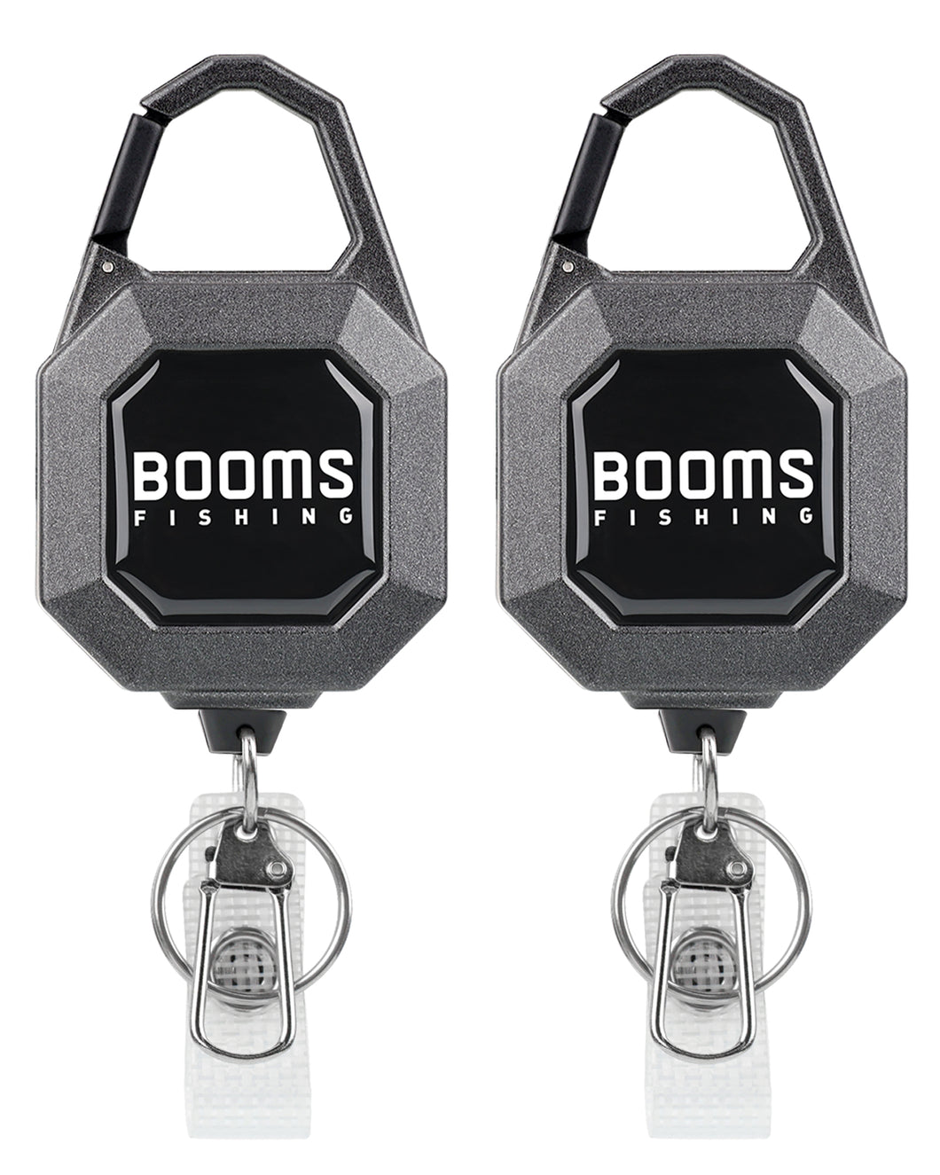 Booms Fishing RG4 2-Pack Fly Fishing Retractor, Locking Retractable Gear Tether, Heavy Duty Retractable Keychain with 27.5” Steel Retractable Cord, 7.7oz