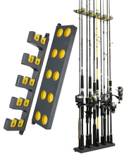 Load image into Gallery viewer, Booms Fishing WV4 Fishing Pole Holder, Wall Mounted Fishing Rod Holders for Garage, Vertical/Horizontal/Ceiling Fishing Pole Rack,Store Up to 10 Rods to Save Your Space, 4 Colors Available
