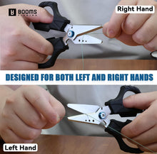 Load image into Gallery viewer, Booms Fishing S04 Multifunction Braided Line Scissors with Side Wire Cutter, Fishing Serrated Shears with Retractor and Sheath
