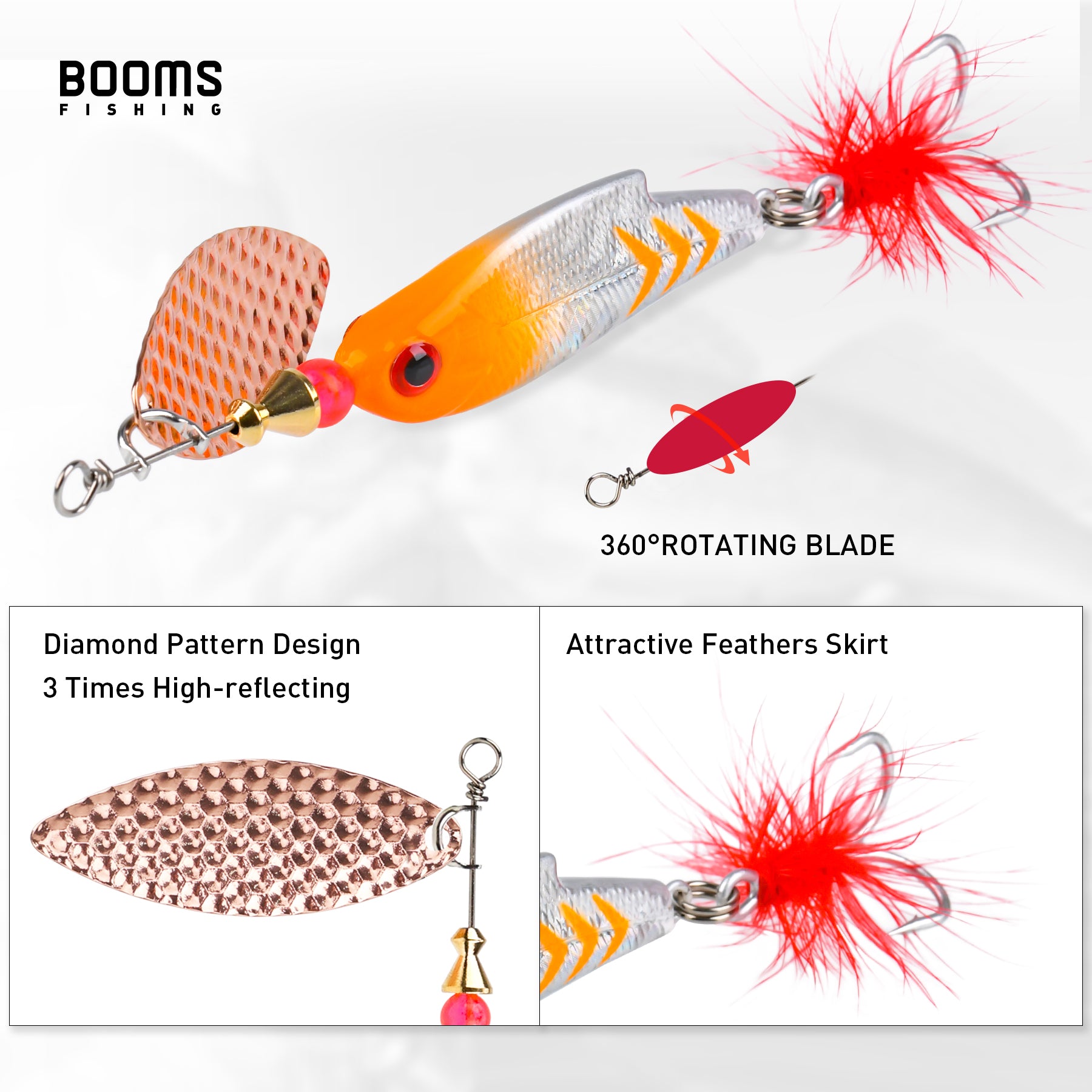Booms Fishing SP2 Spinnerbait Fishing Lures, 3pcs Multi-Color Blade Sp – Booms Fishing Official