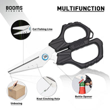 Load image into Gallery viewer, Booms Fishing S04 Fishing Scissors for Braided Line, 6.1&quot; Fishing Line Cutter Saltwater and Freshwater, Fishing Serrated Shears with Retractor and Sheath
