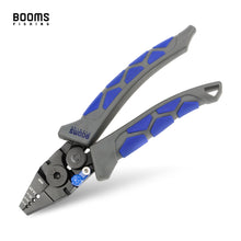 Load image into Gallery viewer, Booms Fishing CP4 Wire Crimping Tool with Cutter, Effort-saving Fishing Crimping Pliers, High Carbon Steel Fishing Plier Wire Rope Leader Crimper Tool, 7 inch Crimpers Swager with 140pcs Sleeves
