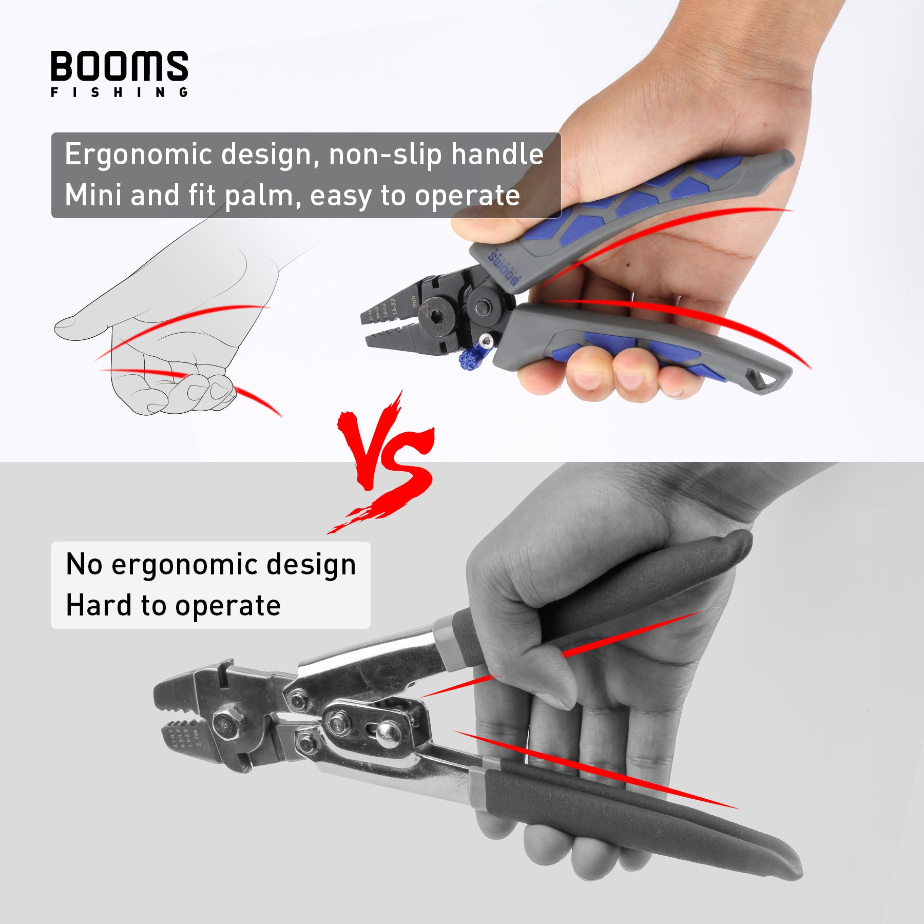 Booms Fishing CP4 Wire Crimping Tool with Cutter, Effort-saving