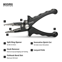 Load image into Gallery viewer, Booms Fishing X07 Aluminum Fishing Pliers Saltwater with Coiled Lanyard and Sheath
