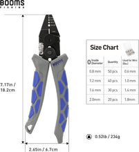 Load image into Gallery viewer, Booms Fishing CP4 Wire Crimping Tool with Cutter, Effort-saving Fishing Crimping Pliers, High Carbon Steel Fishing Plier Wire Rope Leader Crimper Tool, 7 inch Crimpers Swager with 140pcs Sleeves
