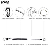 Load image into Gallery viewer, Booms Fishing T01 Coiled Lanyard 3 Pack 79&quot; Retractable Fishing Lanyard Safety Gear Tether for Fishing Tools, Rods, Pliers and Fly Fishing Nets, Used for Boating, Paddles, Kayak
