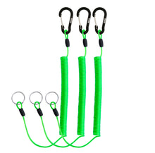 Load image into Gallery viewer, Booms Fishing T01 Coiled Lanyard 3 Pack 79&quot; Retractable Fishing Lanyard Safety Gear Tether for Fishing Tools, Rods, Pliers and Fly Fishing Nets, Used for Boating, Paddles, Kayak
