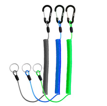Load image into Gallery viewer, Booms Fishing T01 Coiled Lanyard 3 Pack 79&quot; Retractable Fishing Lanyard Safety Gear Tether for Fishing Tools, Rods, Pliers and Fly Fishing Nets, Used for Boating, Paddles, Kayak
