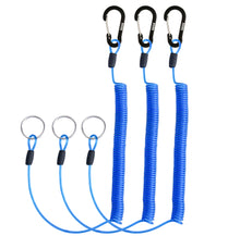 Load image into Gallery viewer, Booms Fishing T01 Coiled Lanyard 3 Pack 79&quot; Retractable Fishing Lanyard Safety Gear Tether for Fishing Tools, Rods, Pliers and Fly Fishing Nets, Used for Boating, Paddles, Kayak
