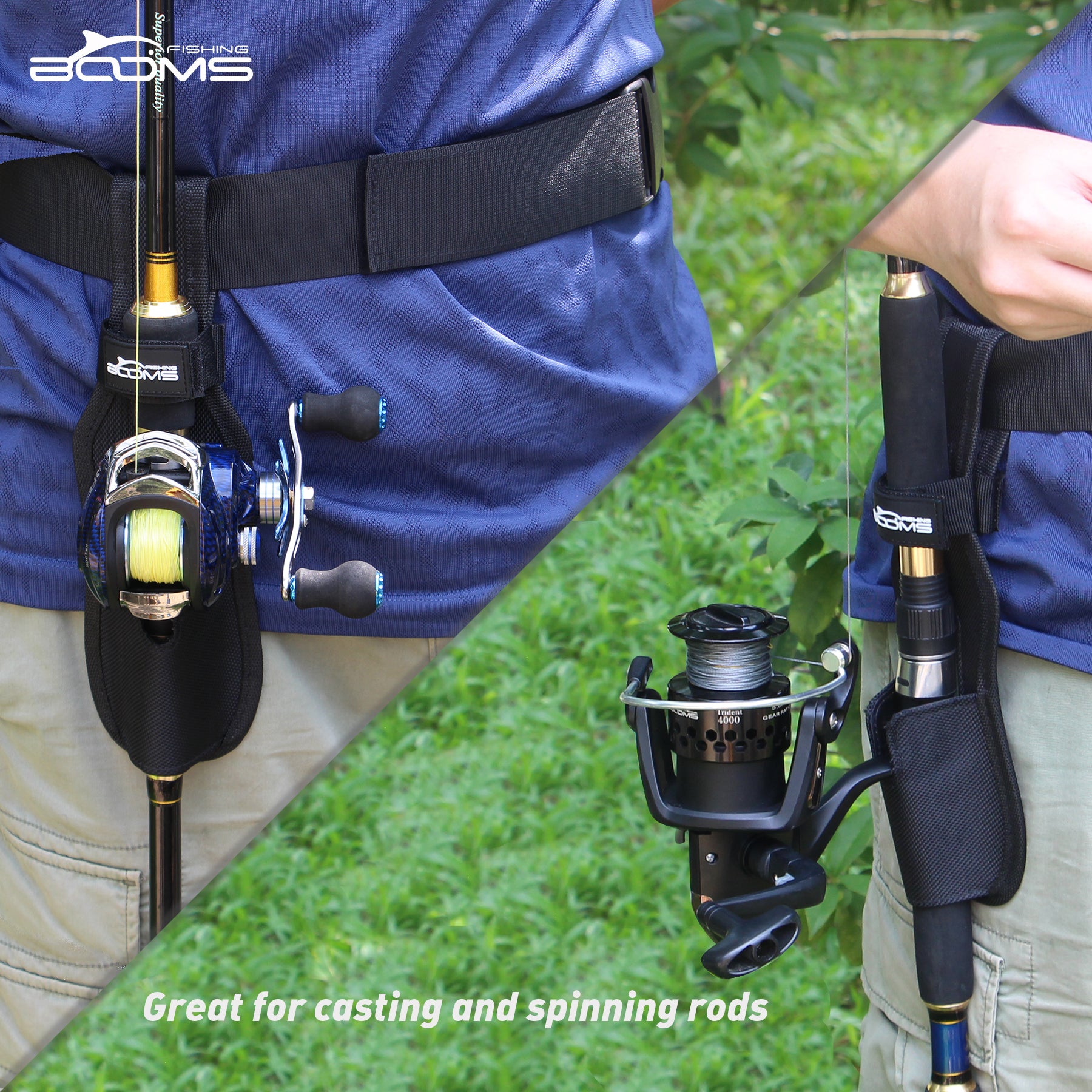 Booms Fishing P04 Waist Rod Holders For Belt Protable Polyester