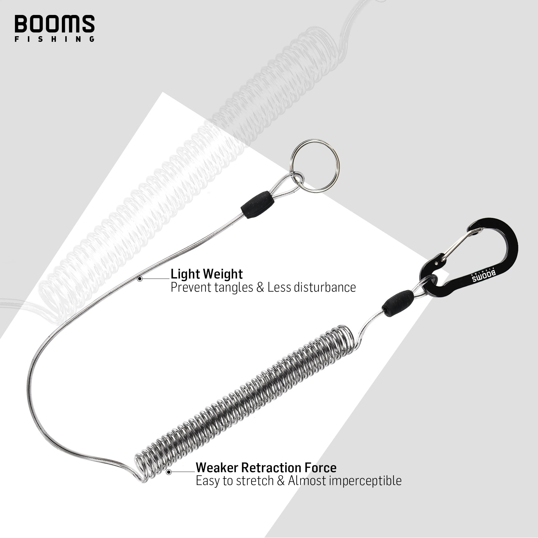 coiled fishing net Booms Fishing T01 Coiled Lanyard 3 Pack 79" Retractable Fishing Lanyard Safety Gear Tether for Fishing Tools, Rods, Pliers and Fly Fishing Nets, Used