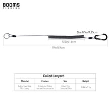 Load image into Gallery viewer, Booms Fishing T01 Coiled Lanyard 3 Pack 79&quot; Retractable Fishing Lanyard Safety Gear Tether for Fishing Tools, Rods, Pliers and Fly Fishing Nets, Used for Boating, Paddles, Kayak
