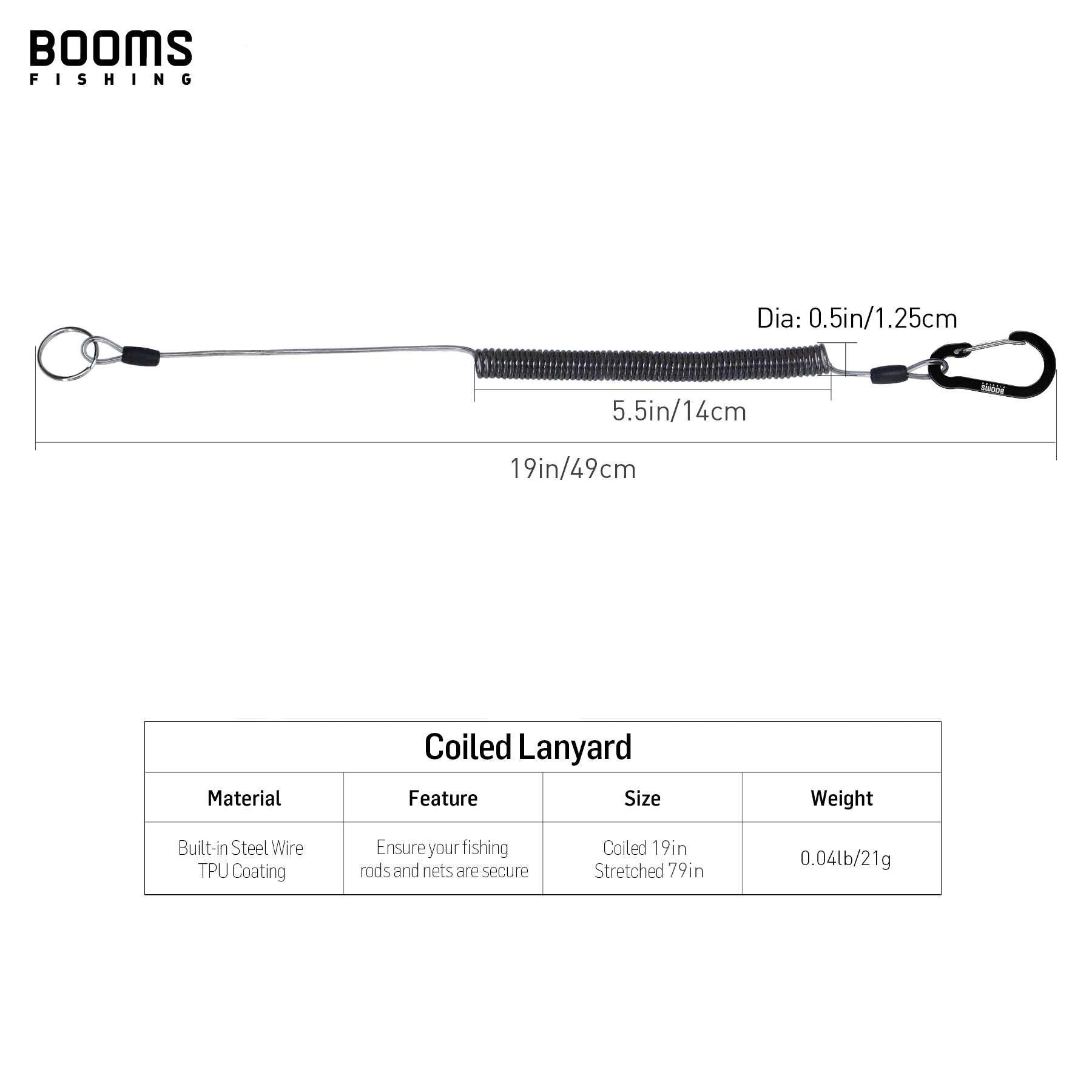 Booms Fishing T01 Coiled Lanyard 3 Pack 79