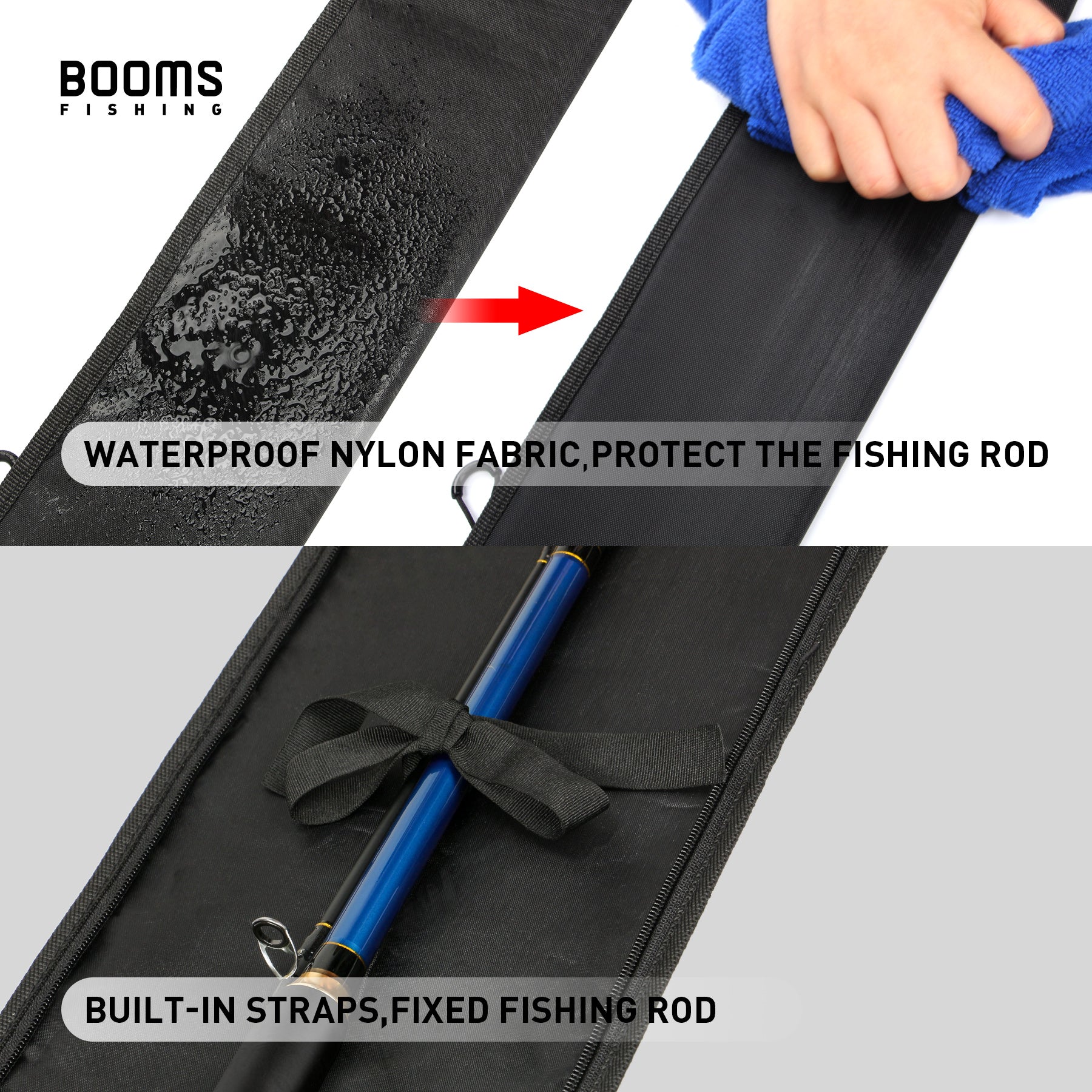 Booms Fishing PB3 Fishing Rod Bag,Portable Folding Fishing Rod