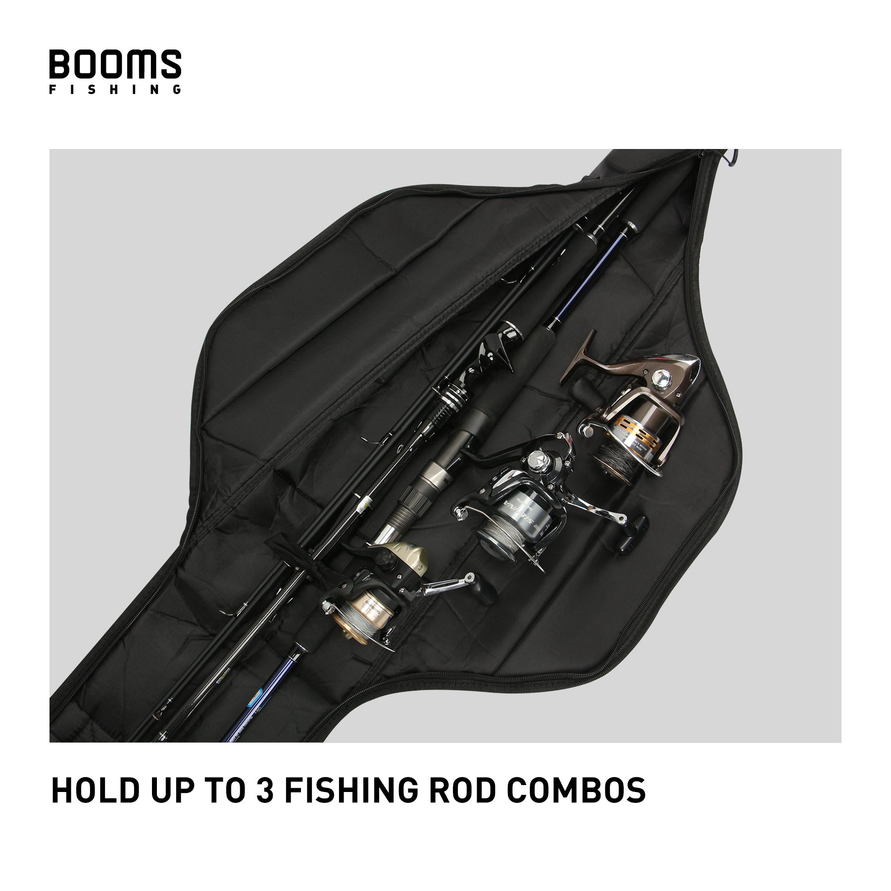 Booms Fishing PB3 Fishing Rod Bag,Portable Folding Fishing Rod Case Fishing  Pole Reel Storage Bag Fishing Gears Organizer 53/65/77Inches